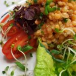 Linsen-Lauch-Salat mit Cherry-Senf-Vinaigrette
