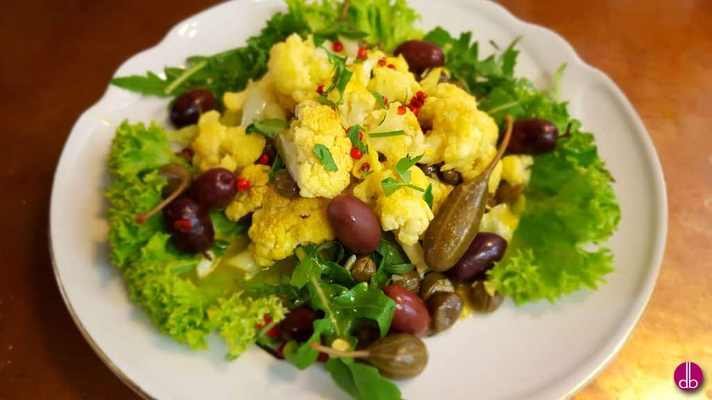 Rezept: veganer Blumenkohl-Salat aus Kalabrien